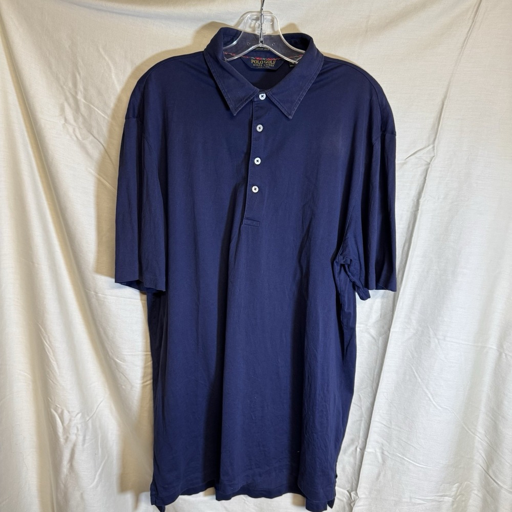 Polo Golf Ralph Lauren Men's Shirt L Blue Stretch Lisle Vintage